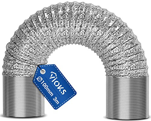 VIOKS 3m Abluftschlauch 100mm Alu Flexrohr 100mm für 100erR Luftführungssysteme - Isolierter Abluftschlauch Trockner/Abluftrohr Dunstabzugshaube/Klimaanlagen Schlauch/Klima Rohr