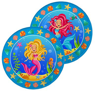 Folat - Assiettes jetables sirène 23 cm - 8 pièces