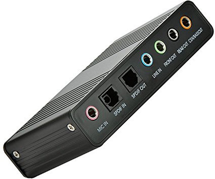 6 Channel External Sound Card USB 2.0 External 5.1 Surround Sound Optical S/PDIF Audio Sound Card Adapter for PC Laptop Recording Compatible with Windows 10/8/7/XP (Black)