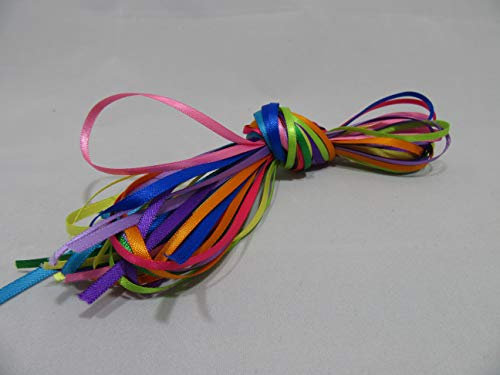 Buntes Satinband mit Einhorn-Regenbogenfarben, 10 x 1 m x 3 mm, doppelseitig, 10 m, dunkel, 3 mm