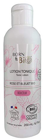 BORN TO BIO Lotion Tonique Rose et Bleuet Bio 200 ml, Bio certifié Ecocert