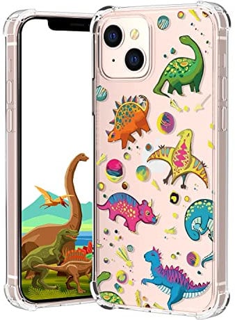XIMIZU Phone Case for iPhone 13,Four Corner Bumper Slim TPU Shockproof Protective Cases with Dinosaur Personalised Design Cover for Women Girls Men Boys