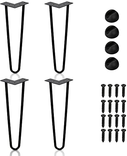 Randaco 4X Hairpin Legs 15cm schwarz Tischkufen Haarnadel Tischbein 12 mm, Möbelfüße aus Metall, 2-Stange Bein