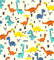 CRS Fur Fabrics 5056653818603 Bedruckter Polyester-Baumwollstoff – Cartoon-Dinosaurier, cremefarben, 1 m, 110 x 100 cm, Polybaumwolle, multi, 1Mtr 110cmx100cm