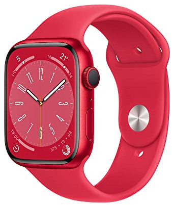 Apple Watch Series 8 (GPS, 45mm) Cassa in Alluminio (Product) Red con Cinturino Sport (Product) Red, Taglia unica (Ricondizionato)