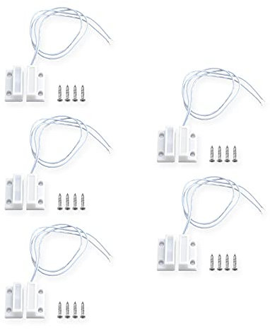 VictorsHome Magnetic Reed Switch MC-38 NC Surface Mount Wired Door Window Contact Sensors with Adhesive Paper for Home Security and Burglar Alarm Systems 5pcs