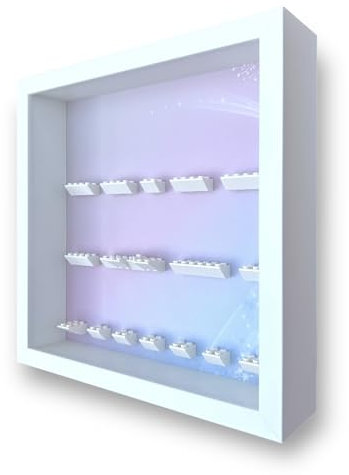 FRAMEPUNK Minifigure Display Case - for LEGO Disney 100 Minifigures Series 71038 - Deep for accessories - Wall Mount or Free Stand - Removable Front for Easy Access - White Frame
