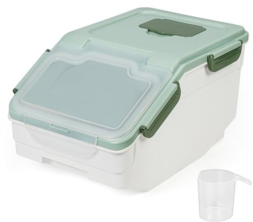 BELLE VOUS Cestas para Alimentos de 5L - Taper Grande de Plastico para Almacenaje de Cocina con Vaso Medidor y Tapa Hermética - Cajas de Almacenamiento de Patata Frutas y Verduras