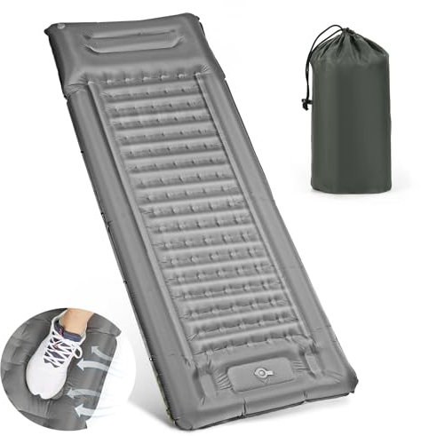 MOOKLIN ROAM Esterilla Camping Autoinflable, Colchón de Aire Hinchable Plegable 12CM de Espesor, Colchoneta Inflable de Dormir con Bomba de Pie, Ultraligero para Senderismo/Playa/Viaje en Coche