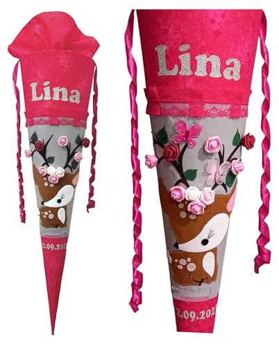 Schultüte passend zum Forest Deer, genäht, für mädchen,mit Name, beby hirsch,Reh