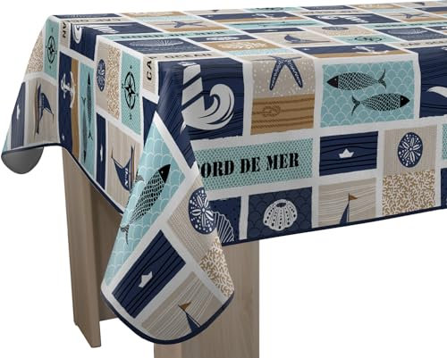 Nappe Anti-Taches Bord de mer - Rectangle 150 x 240 cm, Bleu, Beige