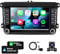 CAMECHO Android Car Radio for VW Seat Golf Passat Jetta Beetle Tiguan Touran 7 inch Touchscreen for VW with CarPlay Android Auto Mirror Link Bluetooth GPS Navigation WiFi FM Backup Camera MIC
