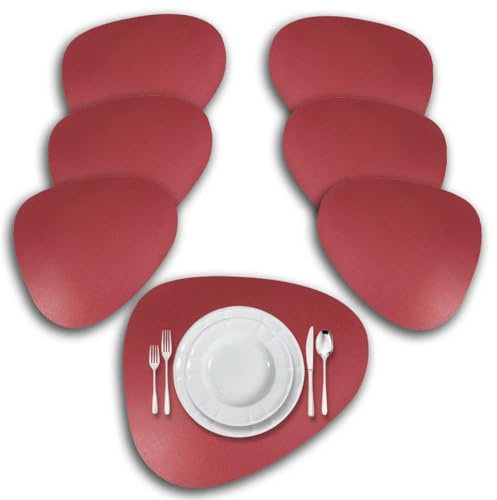 ARCA, Set di 6 Tovagliette in Similpelle, per 6 Persone, Ideali per la Tavola, Resistenti e Durature, Colore Bordeaux, 45x37 cm