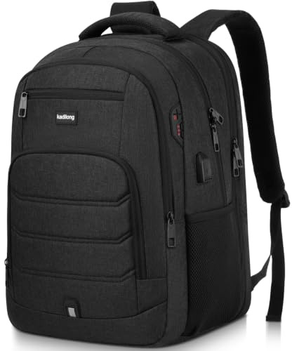 kadilong Schulrucksack Jungen Teenager Rucksack Herren mit 15,6 Zoll Laptopfach Wasserdicht,Laptop Rucksack mit USB Ladeanschluss für Arbeit Schule Business Reisen Notebook für Männer Jungs Schwarz