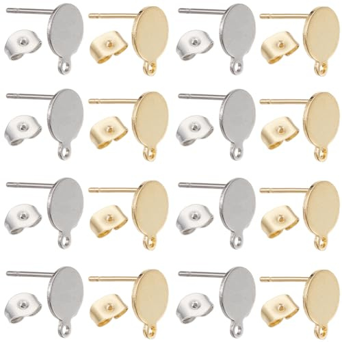 SUNNYCLUE 1 Box 60 flache Runde Ohrstecker 304 Ohrstecker Aus Edelstahl Ohrstecker Mit Schlaufen Ohrstecker Rohlinge Mit 60 Ohrmuttern Zur Schmuckherstellung Zubehör Zum Selbermachen Baumelnde Ohrring