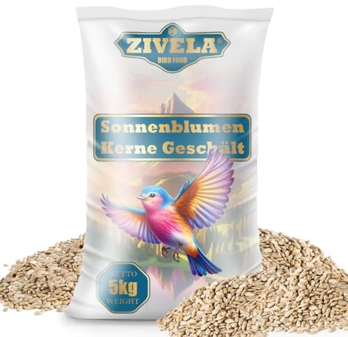 5 kg de graines de tournesol pelées | Idéal pour les jeunes animaux | Nourriture pour oiseaux sauvages toute l'année | 5 kg de graines de tournesol sans bol Nourriture pour oiseaux sauvages