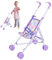 Puppenwagen, Babypuppenwagen Kinderwagen-Puppenwagen mit T-förmiger Sicherheitsgürtel & Push-Griff abnehmbar waschbarer Babypuppenwagen für Mädchen, vorgetäuschtes Spiel faltbar tragbar, lila