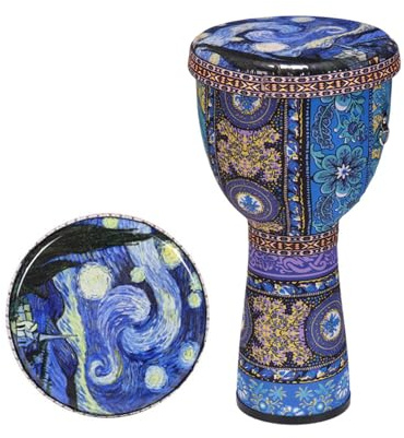 Tambour Djembé, Djembé avec Sangle 8 Pouces en Fibre de Carbone PVC Tambour à Main Ultra Léger Tambour Africain pour Débutants Adultes et Enfants (4)