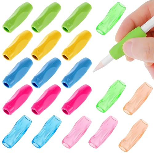 DBTW 20pcs Silicone Pencil Grips, Ergonomic Triangle Writing Aid for Adults | Cushioned Non-Slip Holders Help Guide Finger Placement, Reduce Hand Strain and Support Better Control at School or Home