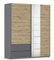 Rauch Möbel Stoke, Schwebetürenschrank, Garderobe, 2-türig, Spiegel, 2 Schubladen, Zubehör Classic, 4 Einlegeböden, Farbe Eiche Artisan/Grau metallic, Holz, Schwarz, 175x210x59cm