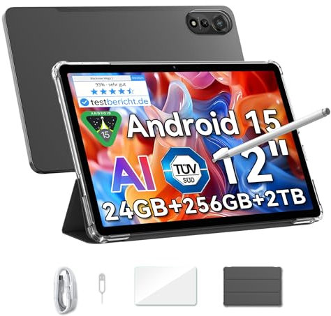 Blackview 13 Zoll Tablet MEGA8 Android 15 Tablet mit 36GB RAM+256GB ROM(2TB TF), 50MP+13MP Dual Camera, Dual 4G LTE+5G WiFi 2K FHD Großes Display WideVine L1 Octa Core T620,11000 mAh Akku GPS/Face ID