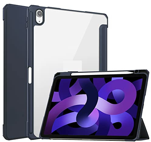 Viajes con tableta Caso Compatible with iPad Air 5th/4th Gen 10.9 pulgadas 2022/2020, Air 5/Air 4 Tablet Case, TPU Cubierta delgada con soporte de lápiz, estela automática/sleep trifold stand intelige