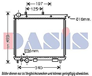 AKS DASIS Kühler Motorkühlung Kühler Wasserkühler Motorkühler Netzbreite 402mm Netzlänge 380mm Netztiefe 26mm 060028N