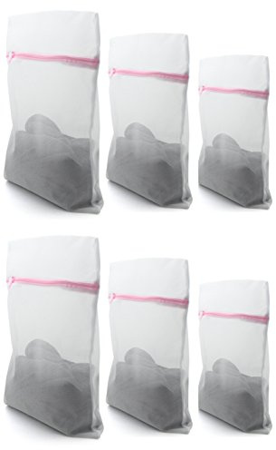 HAND A Good Selection of Sizes Dense Net, Delicate Wash Zipped Laundry/Washing fine Mesh Bags- 2 of 50 x 60 cm, 2 of 40 x 50 cm, 2 of 30 x 40 cm Bags