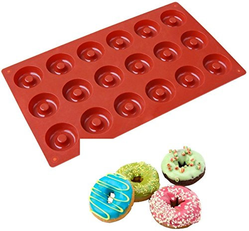 Allforhome Moule en silicone 18 cavités Idéal pour confectionner des muffins/biscuits/chocolats/glaçons/savons Motif donuts