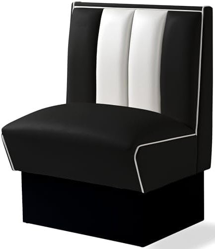 Bel Air 2er Set Dinerbank Eckbank Sitzbank Bank Einrichtung Gastronomie Dinermöbel Lounge (Black/White)