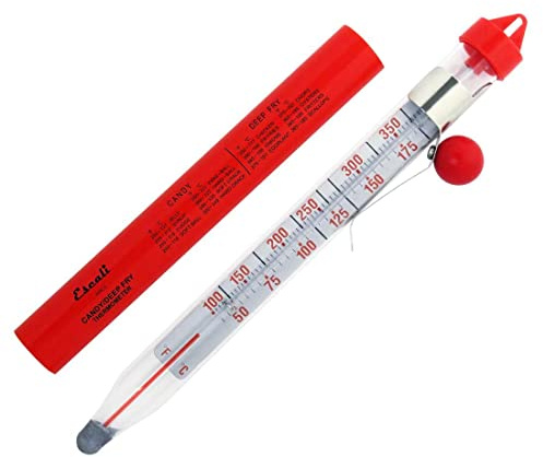 Escali AHC3 NSF Certified Precision Classic Candy/Deep Fry/Confection Glass Thermometer, Red/Clear