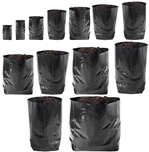 Elixir Gardens Hadopots Polythene Plant Pots | Available Sizes 0.5L 1L 1.5L 2L 3L 4L 5L 6L 8L 10L 13.5L 17L 36L | Strong Professional Popular Grow Bag Reusable Quality | 1L x 400