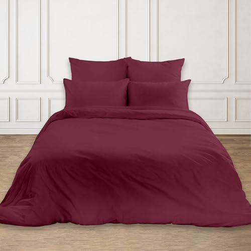 Rohi Easy Care plain Super King Duvet Cover set – Soft & Breathable Latte Bedding Set – Button Closure – Anti Allergy Quilt Cover Set with Pillowcases (Super King, Latte)