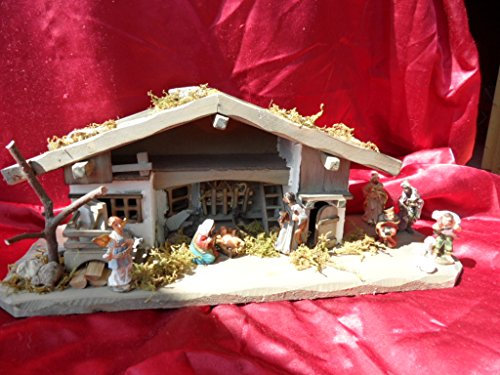 Arbrikadrex Verschiedene Weihnachtskrippen Holz Schreinerarbeit Douglasienholz Handarbeit Krippe mit und ohne Figuren Krippen-stall Weihnachten (Weihnachtskrippe, Greta mit Figuren)