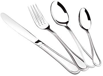 Magefesa ® Cordoba estuche de cubiertos de 24 piezas acero inoxidable, Apto para lavavajillas, facil limpieza, mulicolor, resistente, estuche azul con cierre magnetico incluido