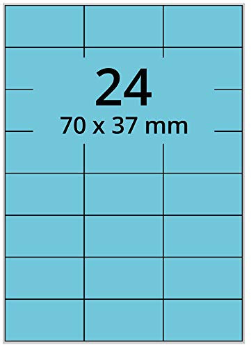 Laser-Etiketten auf A4 Bogen, blau - 70 x 37 mm - 2.400 Papier Aufkleber auf 100 Blatt, selbstklebende Universal Klebeetiketten