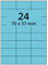 Laser-Etiketten auf A4 Bogen, blau - 70 x 37 mm - 2.400 Papier Aufkleber auf 100 Blatt, selbstklebende Universal Klebeetiketten
