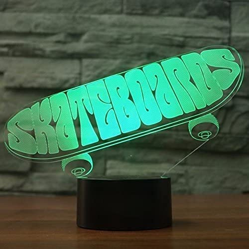 Jinson well 3D sport skateboard Lampe optische Illusion Nachtlicht 7 Farbwechsel Touch Switch Tisch Schreibtisch Dekoration Lampen USB Spielzeug