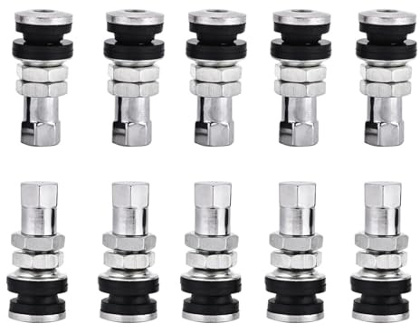 10pcs Car Truck Motorcycle TR161 Tyre Valve Short Stems Metal Bolt Tire Valve Stem Kit with Dust Cap Tyre Valve Tubeless Valve Metal Valve Shafts for Car Motorcycle Tyres