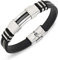 Suyi Verstellbares Armband für Herren Silikon-Wickelarmband Edelstahl-Manschettenarmband Silver