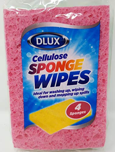 DLUX Cellulose Sponge Wipes Pack of 4