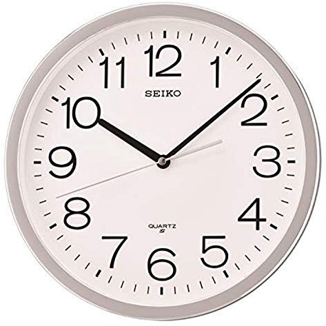 Seiko Klassische nummerierte Wanduhr, 30,5 cm, silberfarben