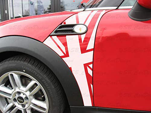 Kotflügel Aufkleber Fender Decal passend für Mini Cooper R55 R56 R57 R58 R59 (Mattschwarz, Union Jack)