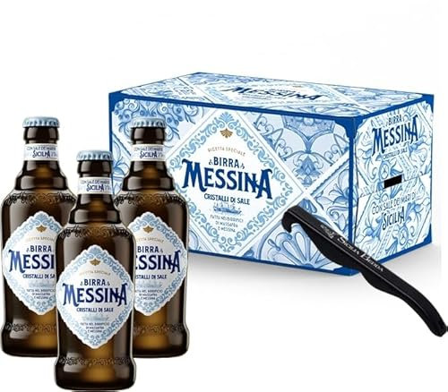 Sicilia Bedda - Birra Messina Cristalli di Sale - con Apribottiglia - Sapore UNICO (10 Bottiglie da 500 Ml)