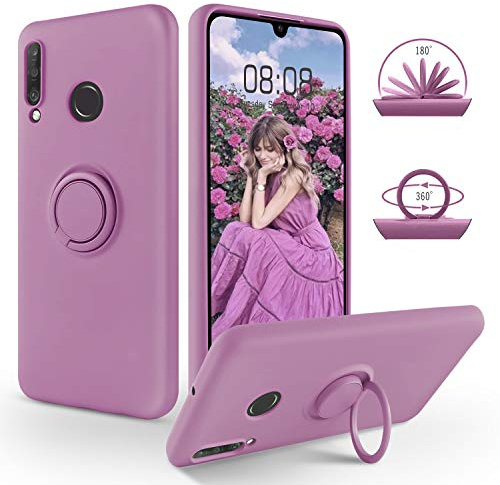 SouliGo Huawei P30 Lite Hülle, Silikon Gel Slim Case Cover Mit 360 Grad Ring Halter Ständer, Kratzfest für P30 Lite/P30 Lite New Edition - Lila