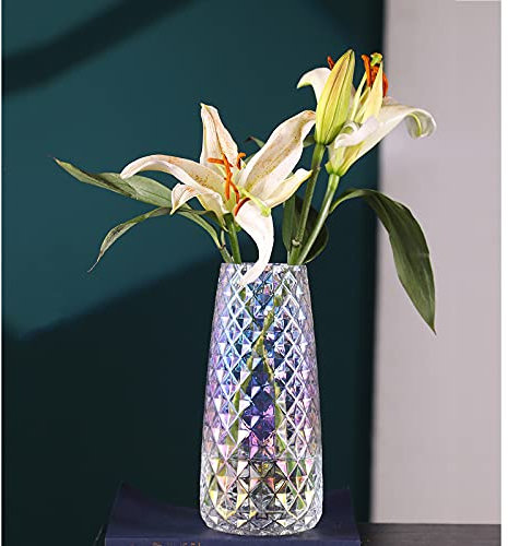 Hey_you Glasvase, Ins Style handgemachte kristallklare Blumenvase Dekorative Vase mit Ananasmuster Blumenblume Pflanzenbehälter für Home Office Dekor, Geschenk für Hochzeit, Einweihungsparty