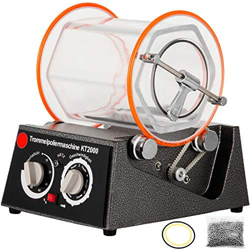 VEVOR Polisseuse à bijoux en polycarbonate dur 5kg Polisseuse de surface rotative 60W Polissage de bijoux Rotatif - Laboratoire à billes - Antidérapante Stable pour matériaux en alliage de magnésium