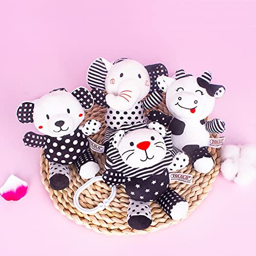 Baby Kinderwagen Spielzeug, Baby Krippe Windspiel Plüschtier Hänge Rassel Baby Schwarz Weiß Plüsch Hängende Spielzeug Elefant Panda Kinderbett Toy für Baby Neugeborene Kinderbett Wiege Autositz