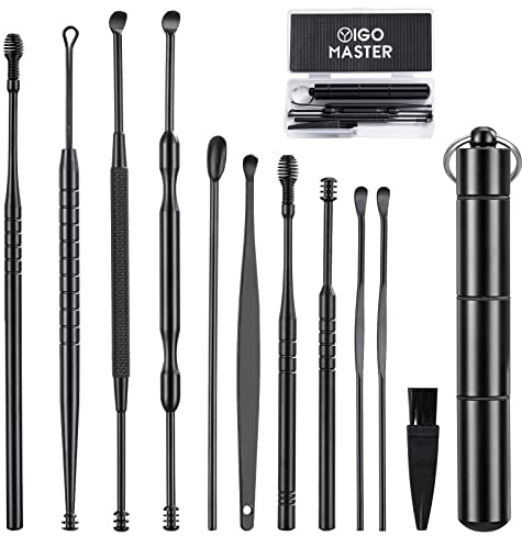 11 Pcs Ear Wax Removal, Ear Cleaner Ear Wax Removal Tool, Ear Cleaning Kit Earwax Removal Kit Stainless Steel Ear Pick Set with Cleaning Brush and Storage Box