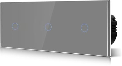 BSEED Interruttore touch 1 scomparto 1 via, 3 normali interruttori a tocco, vetro da 228 mm, grigio